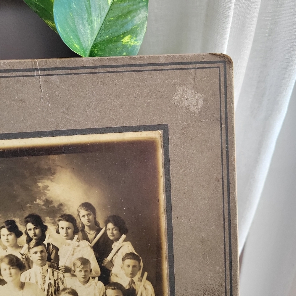 Antique Cabinet Card Sepia Photo Graduation 1920's Professional Pic H 12" W 14" - Picture 9 of 12